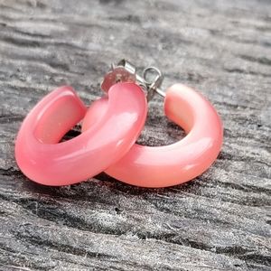 AVON Pink Acrylic Hoop Earrings